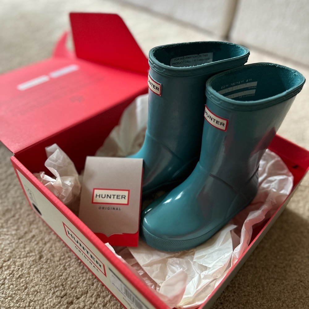 Hunter Kids First Nebula Rain Boots (Blue Spruce)